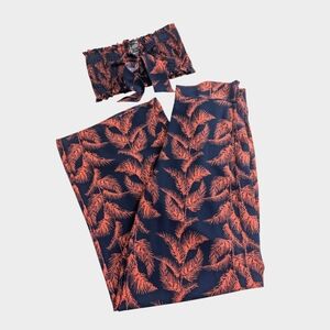 NWT I Joah Pant Set Bandeau Top + Wide Leg Pants Navy Rust Small